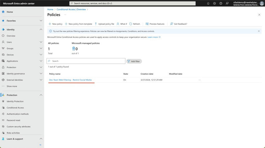 Required Conditional Access policies
